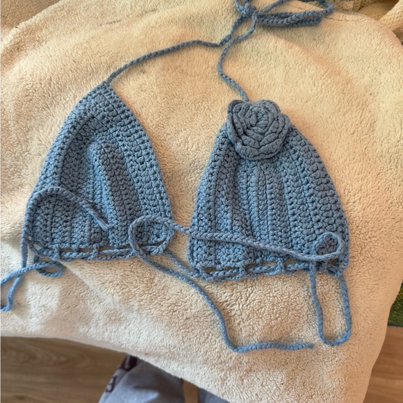 Frankie's Bikinis Other - Blue Crochet Bikini Top
